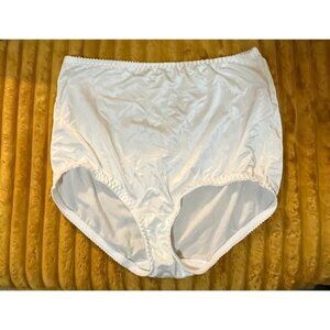 Vintage White Vanity Fair Large/7 Nylon Satin Sexy Lingerie Granny Panties 40301